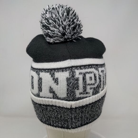 PINK Victoria's Secret Beanie Hat Multicolor One Size Knitted Pom Pom Acrylic - Picture 5 of 10